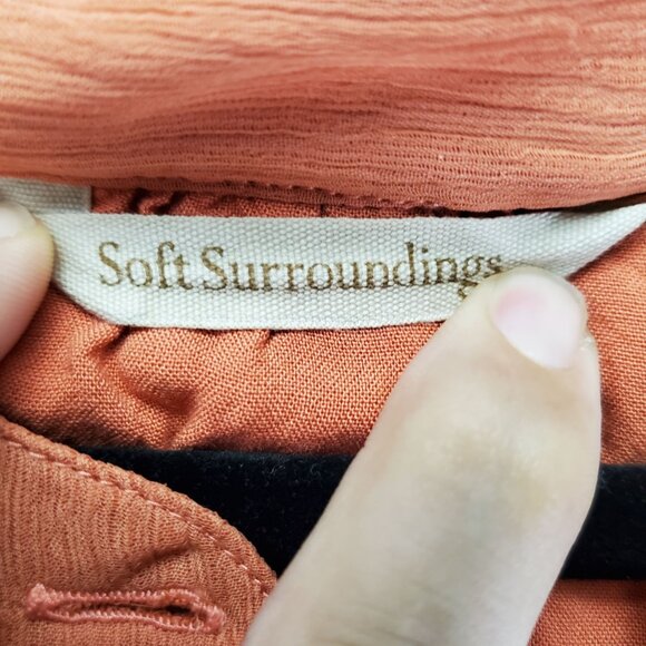 Soft Surroundings Top Womens 1X Orange Embroidered Button Down Boho Blouse - Picture 2 of 9